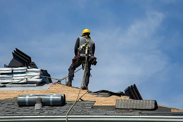Professional Storm Damage Roof Repair technician working in New Castle, NH